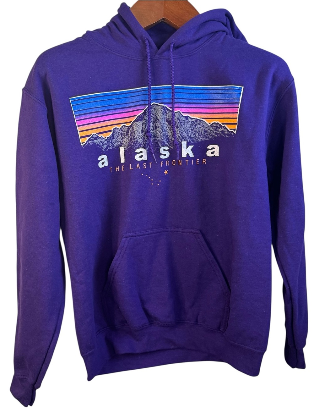 Gildan Purple Alaska Mountain Graphic Hoodie
